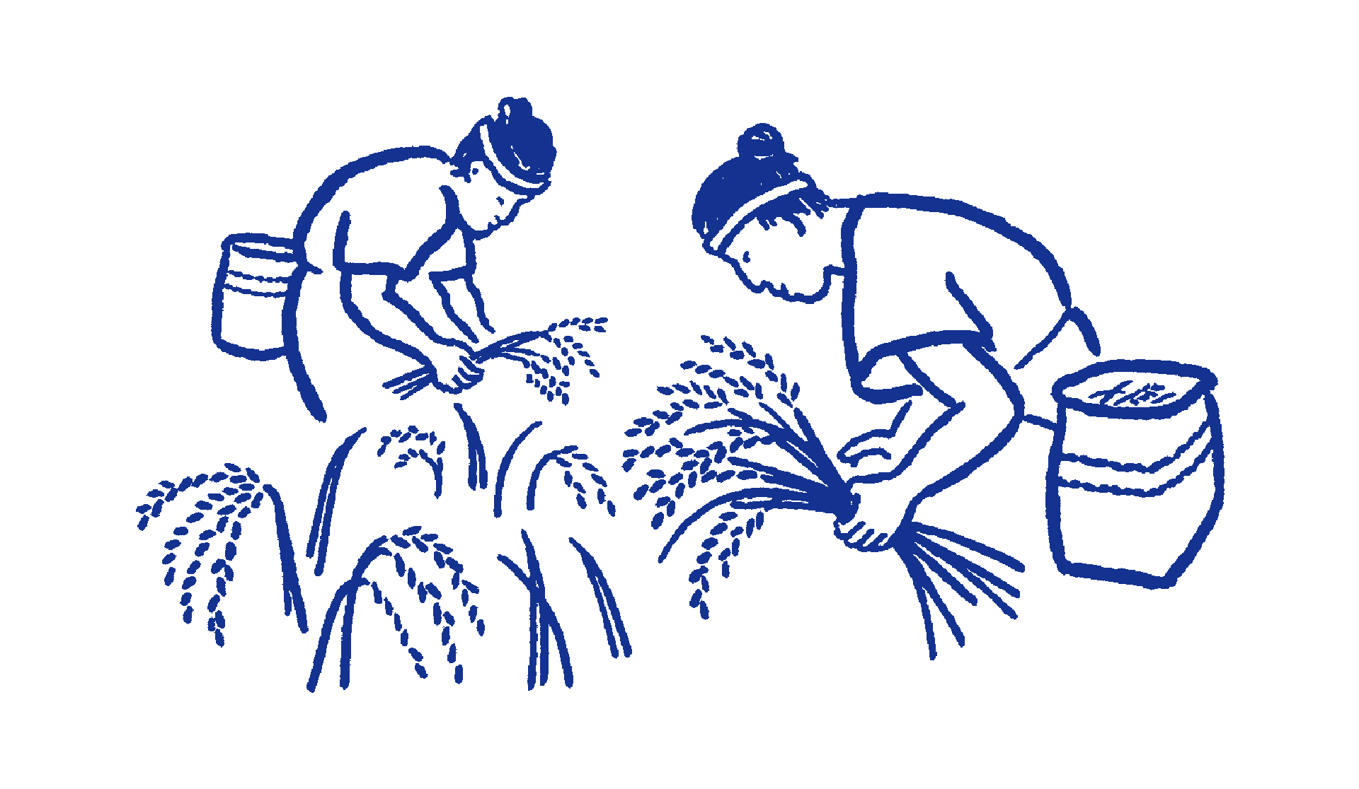 稲作をしている弥生人のイラスト