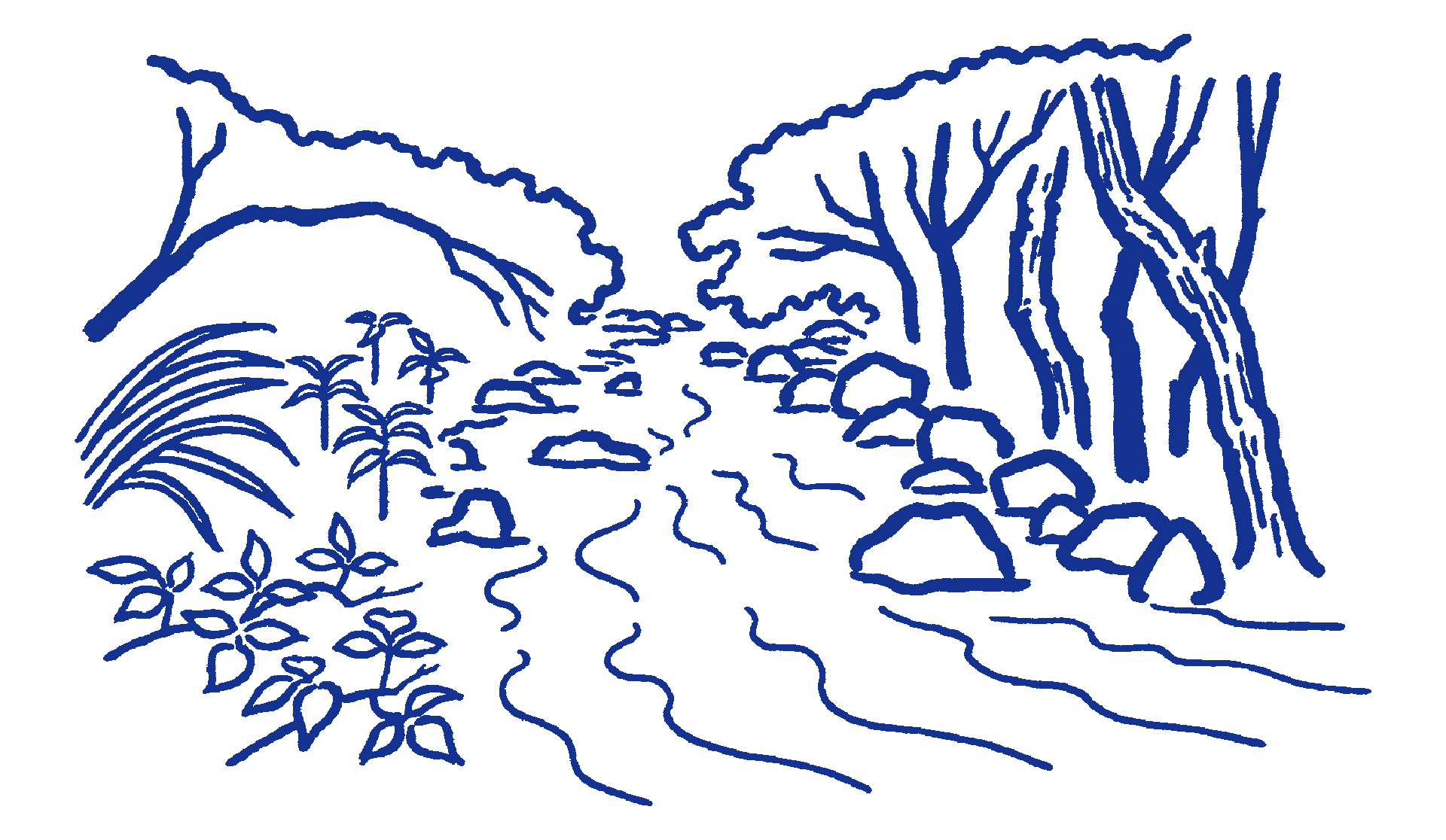 六甲山の渓流のイラスト