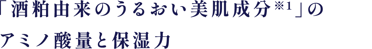 「酒粕由来のうるおい美肌成分※1」のアミノ酸量と保湿力