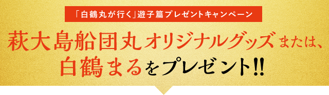 [「白鶴丸が行く」萩大島篇プレゼントキャンペーン] 萩大島船団丸オリジナルグッズまたは、白鶴まるをプレゼント！！