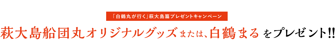 [「白鶴丸が行く」萩大島篇プレゼントキャンペーン] 萩大島船団丸オリジナルお箸グッズまたは、白鶴まるをプレゼント！！