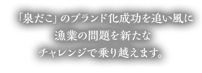 「泉だこ」のブランド化成功を追い風に漁業の問題を新たなチャレンジで乗り越えます。