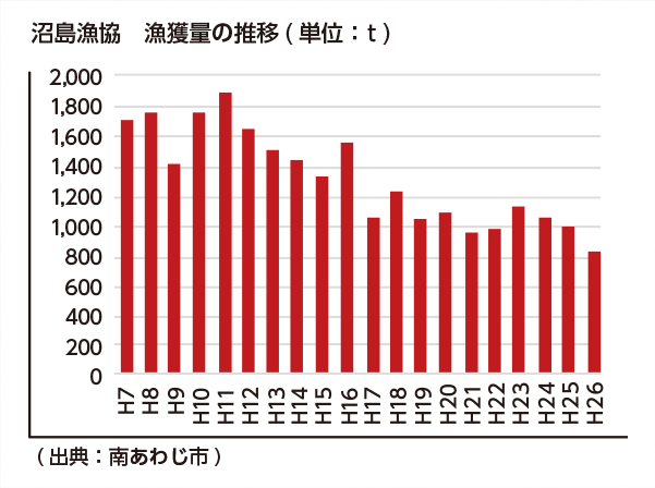 沼島漁協 漁獲量の推移