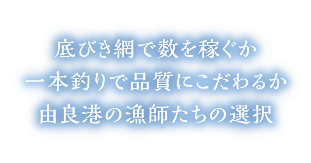 底びき網で数を稼ぐか一本釣りで品質にこだわるか由良港の漁師たちの選択