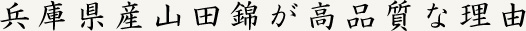 兵庫県産山田錦が高品質な理由